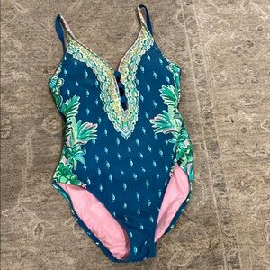 Lilly Pulitzer Teal and Pink One Piece Swimsuit
